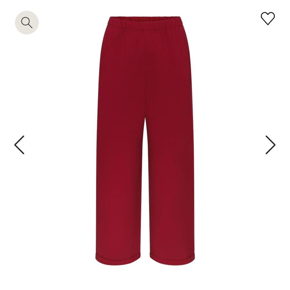 Skims Cotton Fleece Straight Leg Pants - Brick